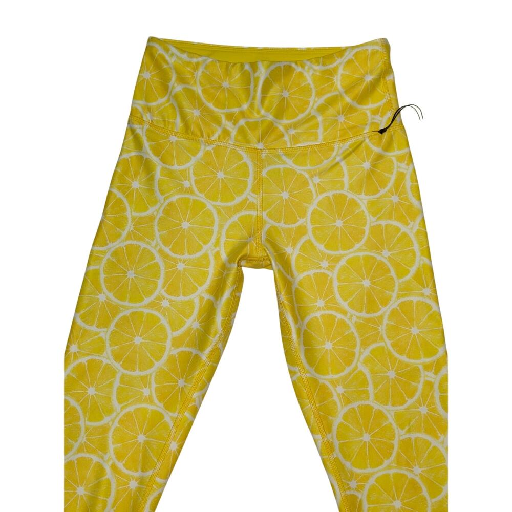 NWT Wildfox Sport Fallon Lemon Print Leggings Yellow White Medium - Picture 5 of 11